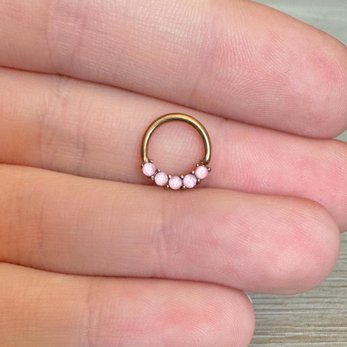 Rose Gold Pink Illuminated Daith Earring (8mm, 16G or 18G, Surgical Steel)