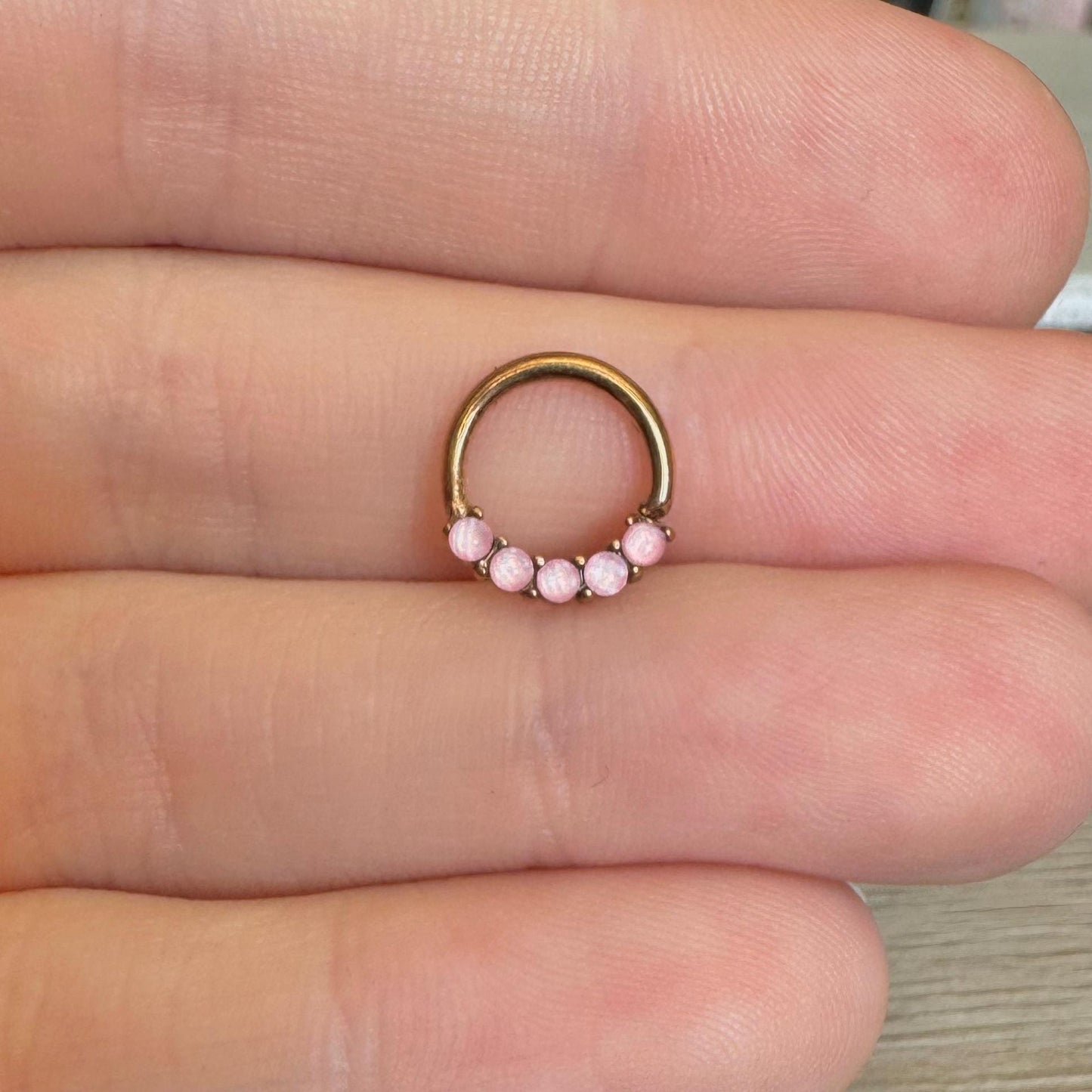 Rose Gold Pink Illuminated Daith Earring (8mm, 16G or 18G, Surgical Steel)