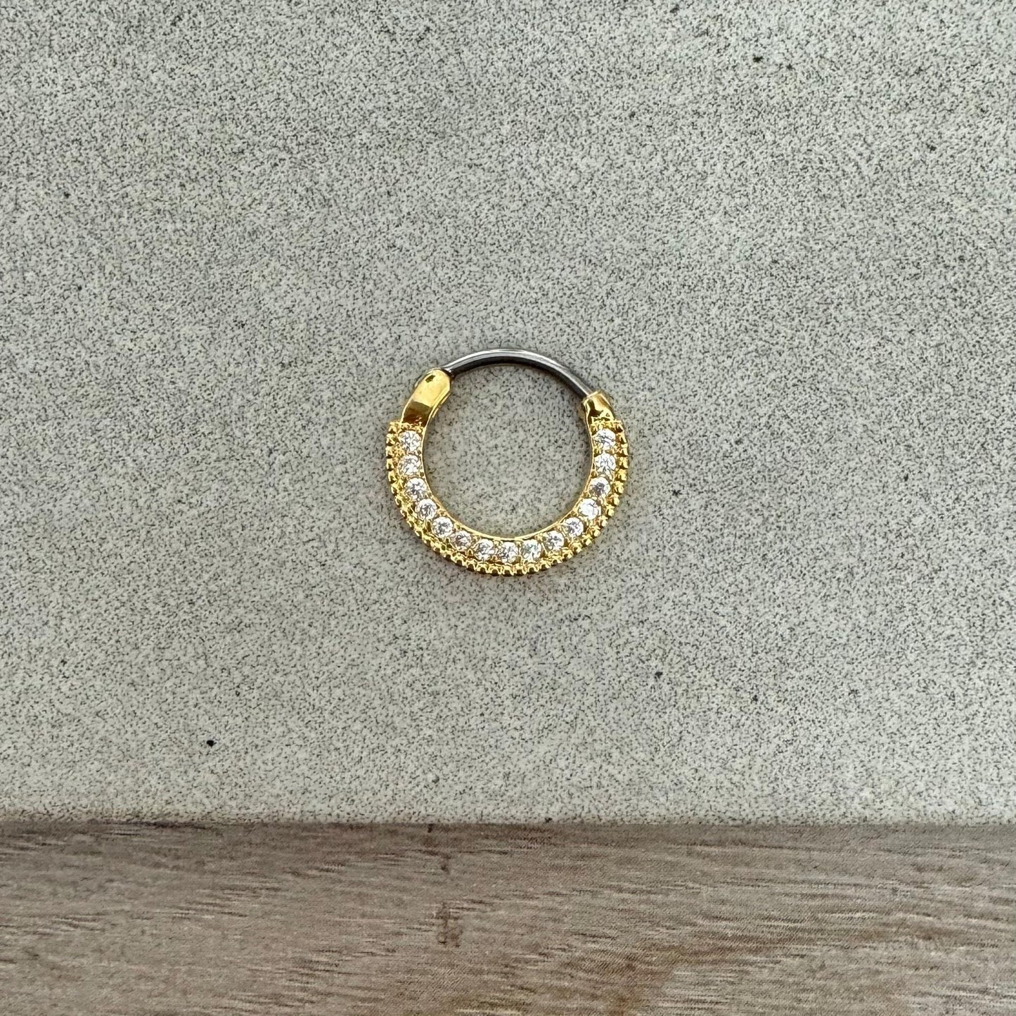 CZ Gold Septum Piercing (16G, 10mm, Surgical Steel, Multiple Color Options)