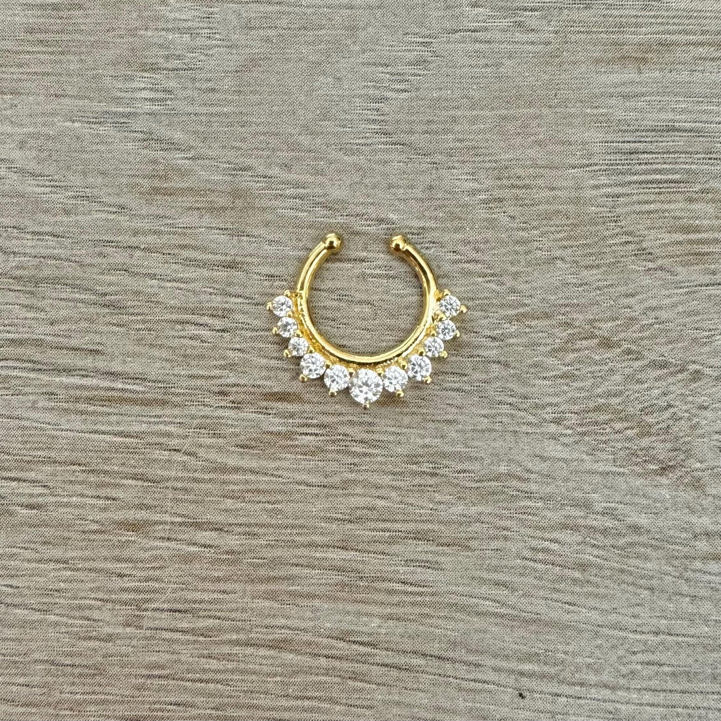 Fake Septum Ring, Gold Fan CZ