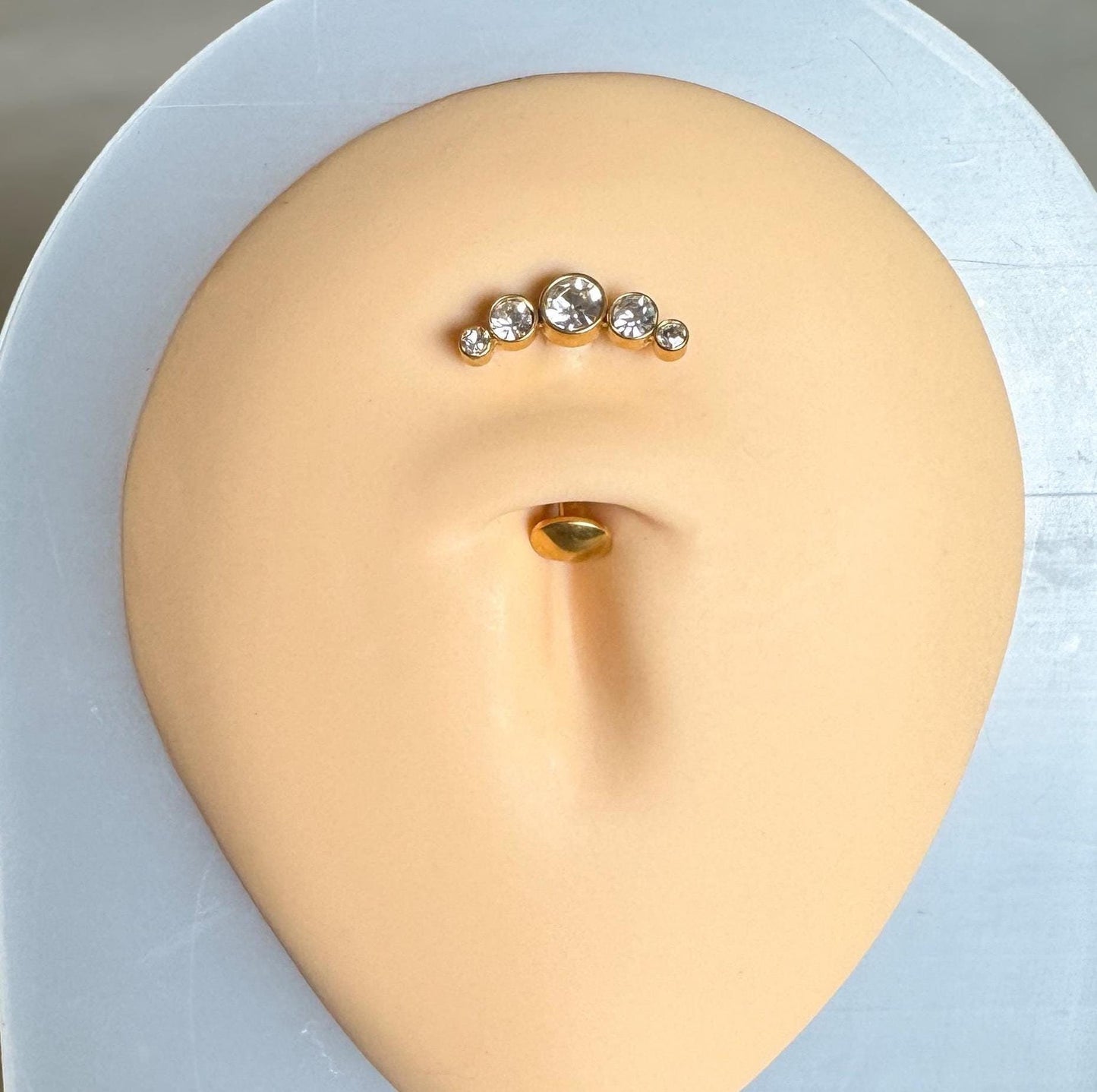 Threadless Floating Belly Button Ring (14G, 12mm, Surgical Steel, Several CZ Color Options)