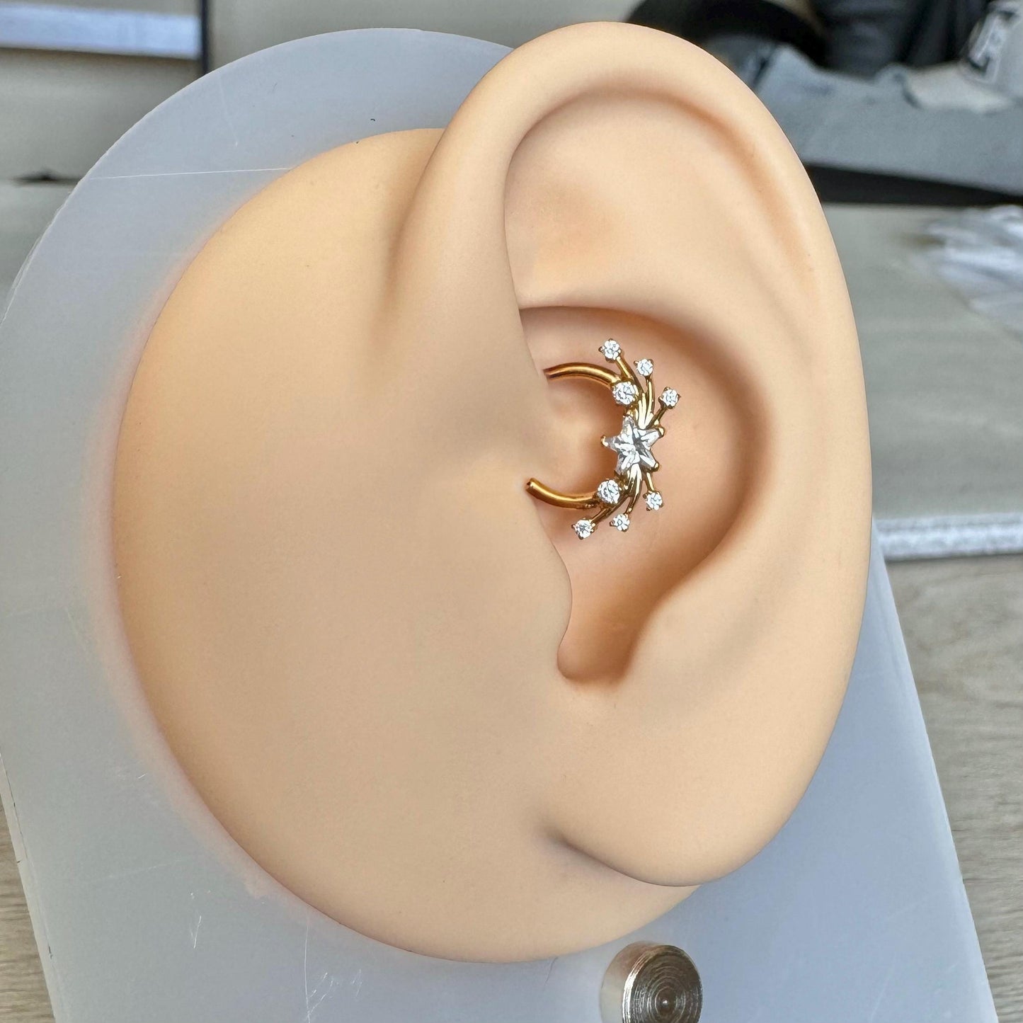 Shooting Star Daith Earring (16G, 8mm or 10mm, Titanium, Gold or Silver)