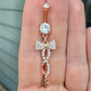 Rose Gold Dangly Bow Belly Button Ring (14G, 10mm, Surgical Steel)