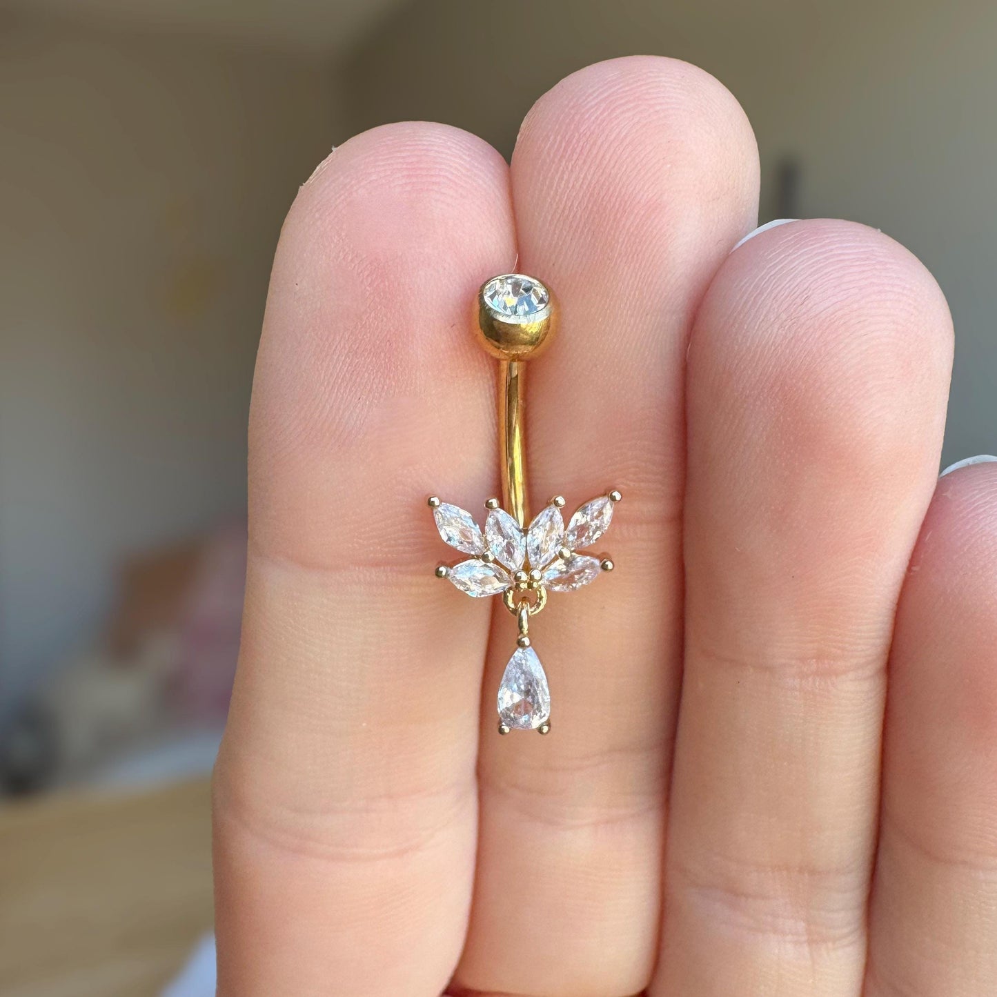 Cute Dainty Titanium Belly Button Ring (14G, 10mm, Titanium, Gold or Silver)