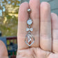 Dangly Bow & Vine Belly Button Ring (14G, 10mm, Surgical Steel, Silver or Gold)