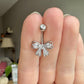 Cute Bow Belly Button Ring (14G, 10mm, Surgical Steel, 14k Gold Plated, Silver or Gold)