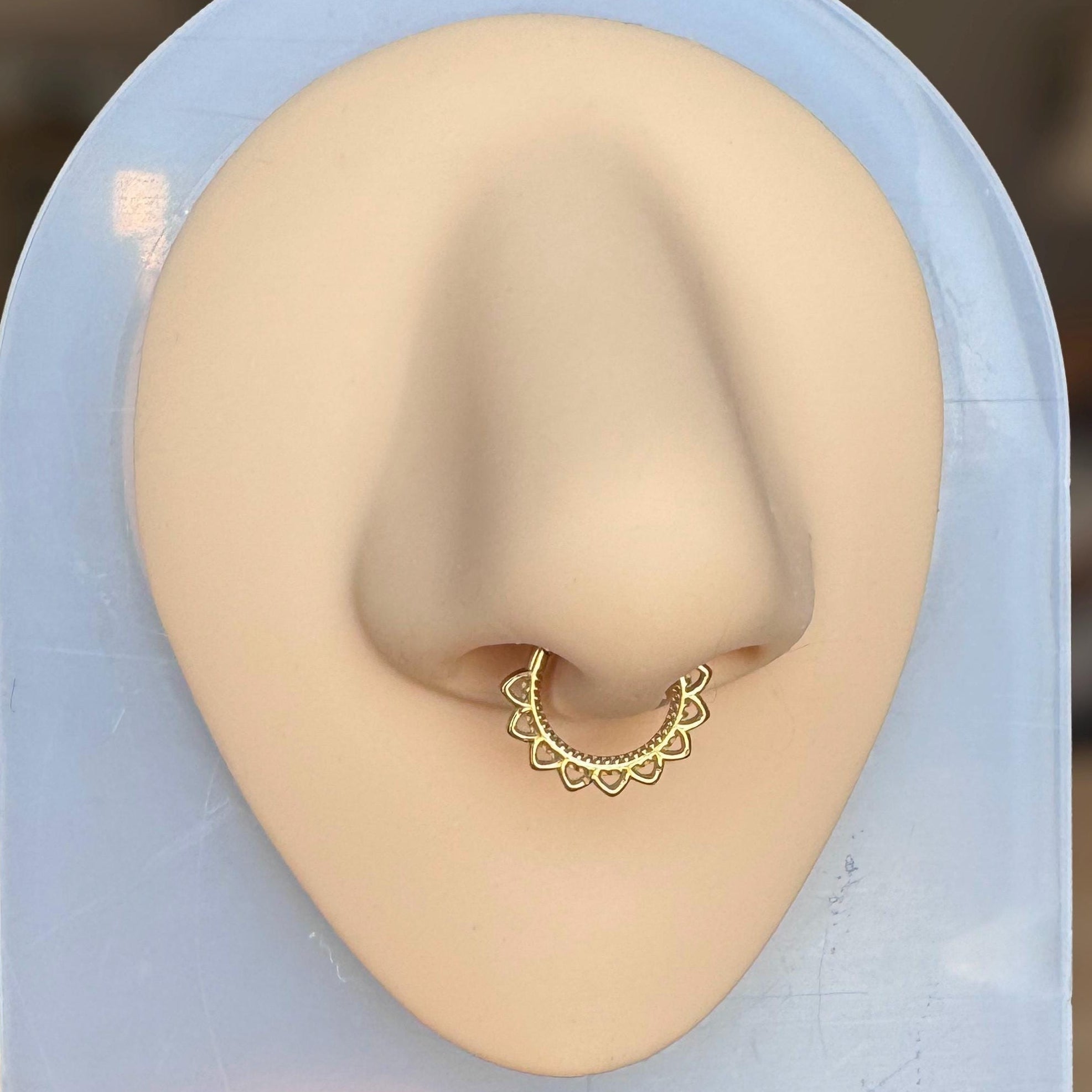 Septum Ring, Gold Color with a Sun Ray Boho Design