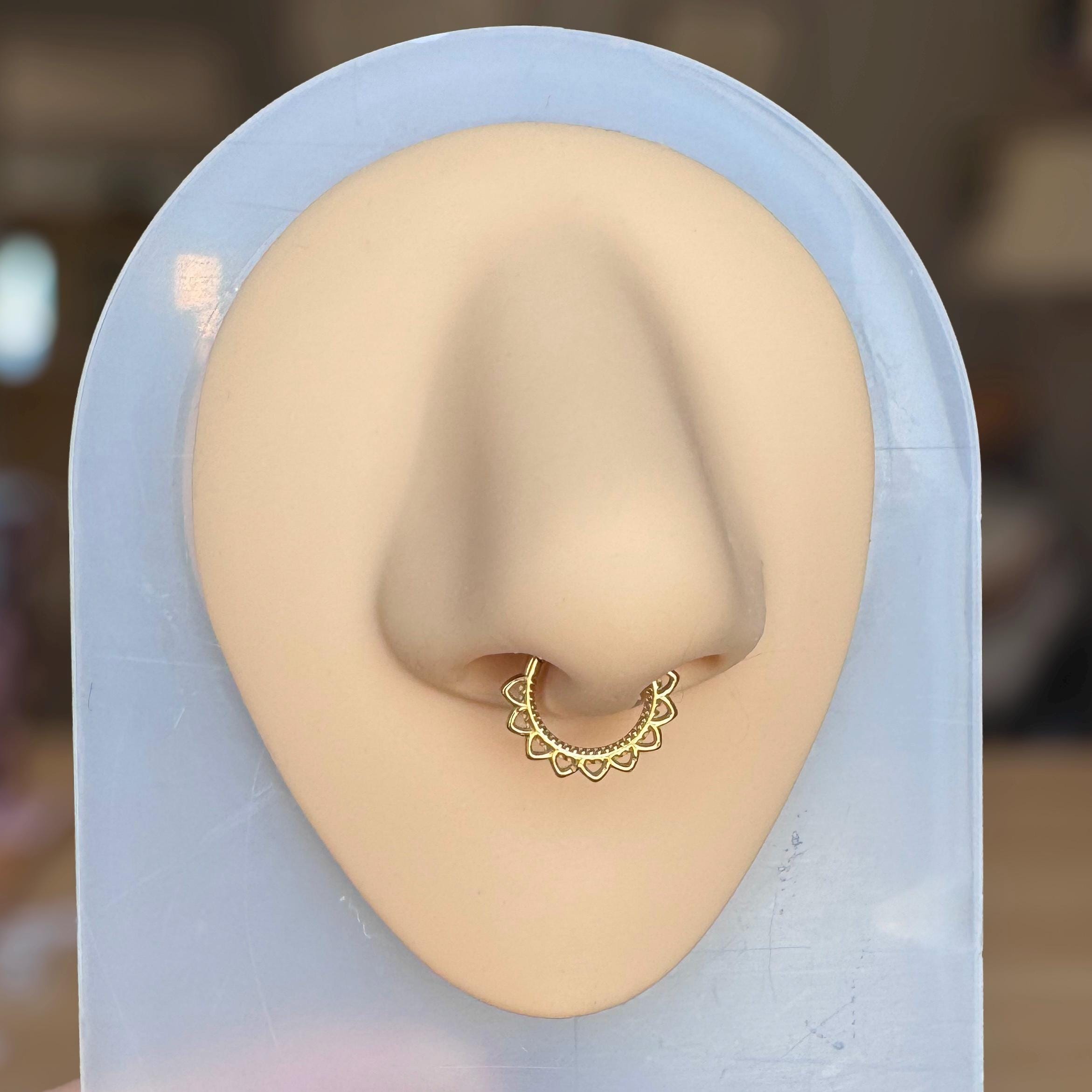 Septum Ring, Gold Color with a Sun Ray Boho Design
