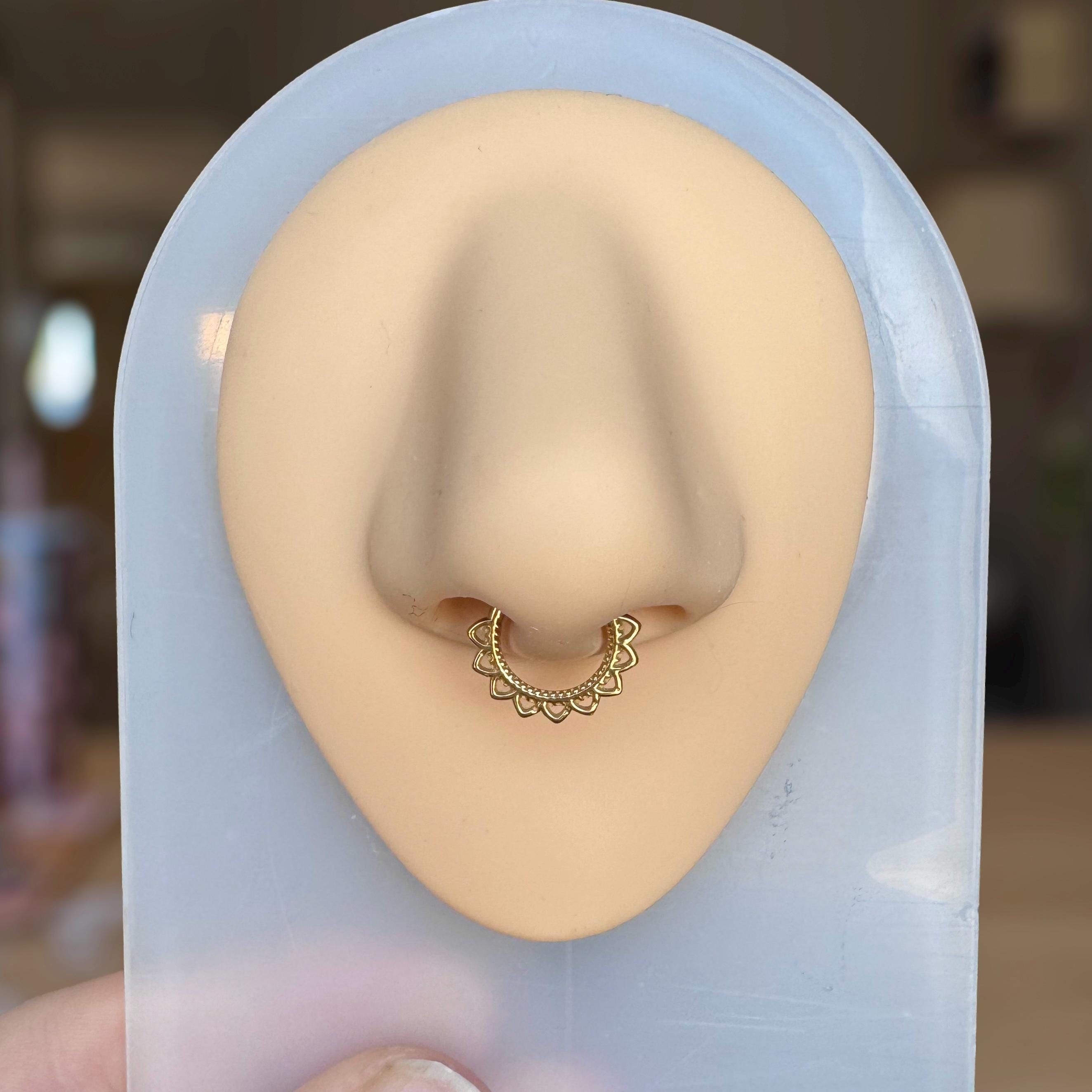 Septum Ring, Gold Color with a Sun Ray Boho Design