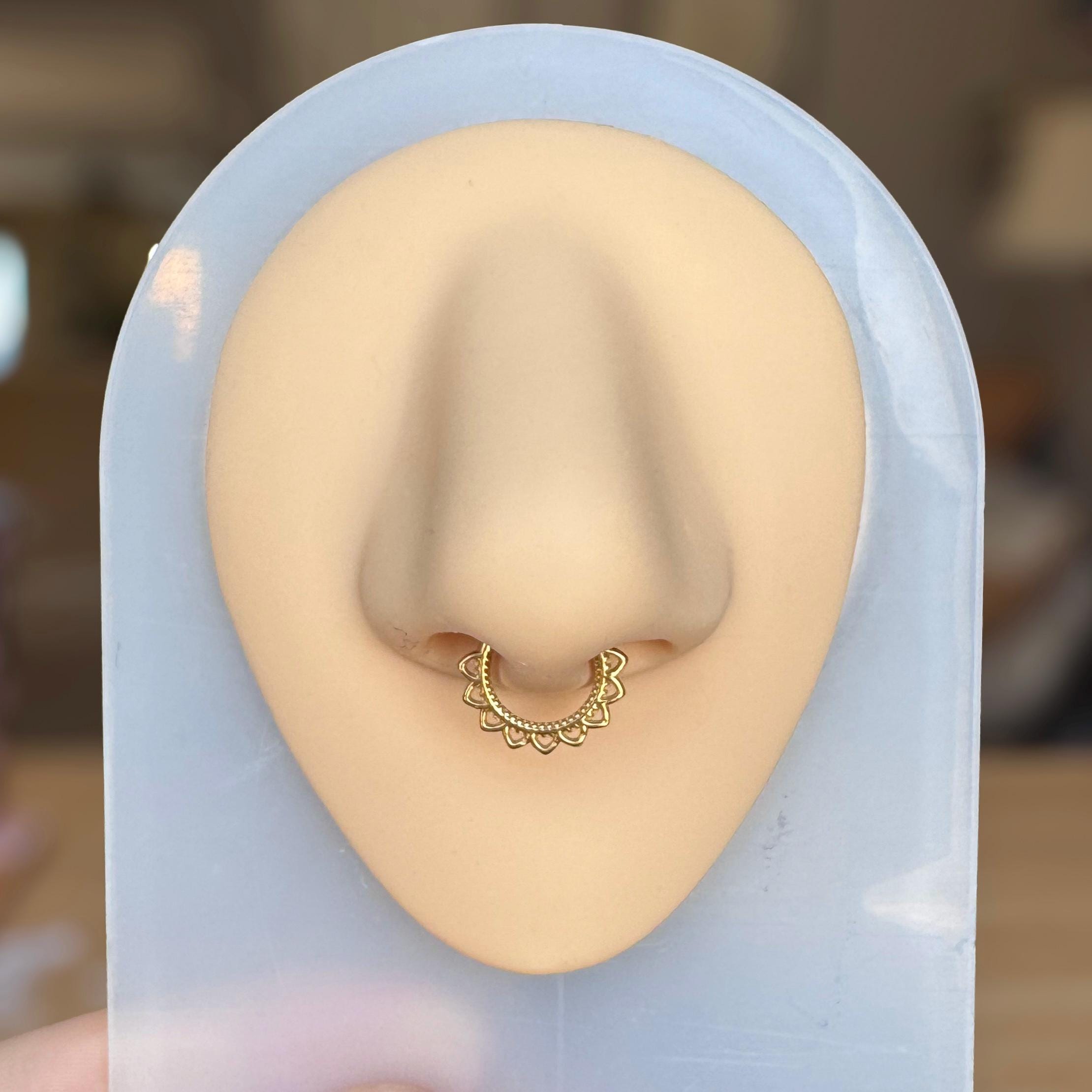 Septum Ring, Gold Color with a Sun Ray Boho Design