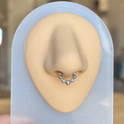 Septum Ring with alternating hearts and strawberries, silver color