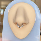 Septum Ring with alternating hearts and strawberries, silver color