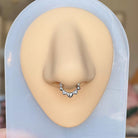 Septum Ring with alternating hearts and strawberries, silver color