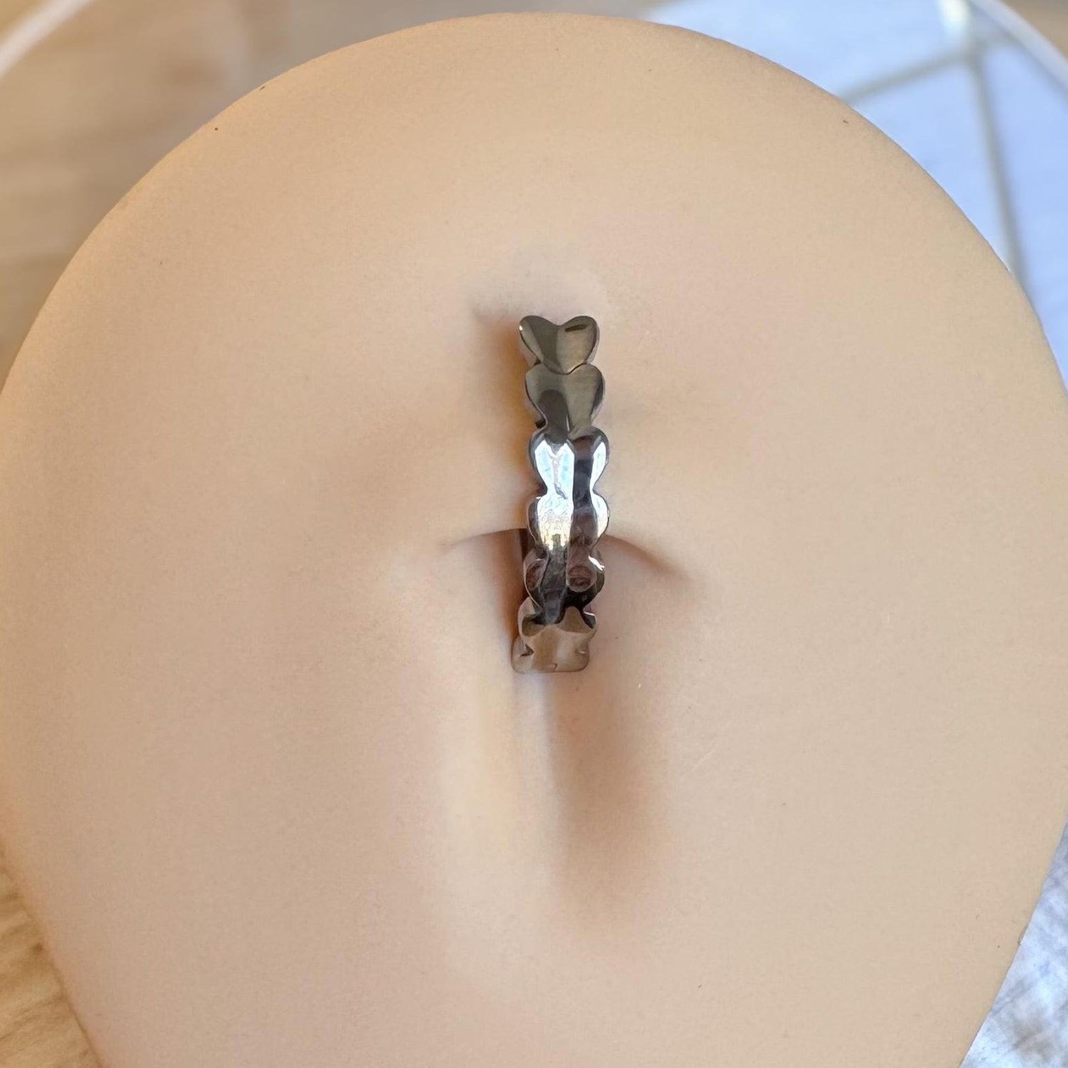 Luxe Heartfall Belly Button Ring-Belly Button Rings-Silver-Elara Body Jewelry