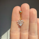 Monstera Lumina Belly Button Ring-Belly Button Rings-Elara Body Jewelry