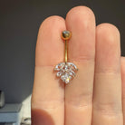 Monstera Lumina Belly Button Ring-Belly Button Rings-Elara Body Jewelry