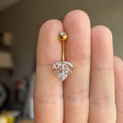 Monstera Lumina Belly Button Ring-Belly Button Rings-Elara Body Jewelry