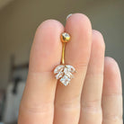 Monstera Lumina Belly Button Ring-Belly Button Rings-Gold-Elara Body Jewelry