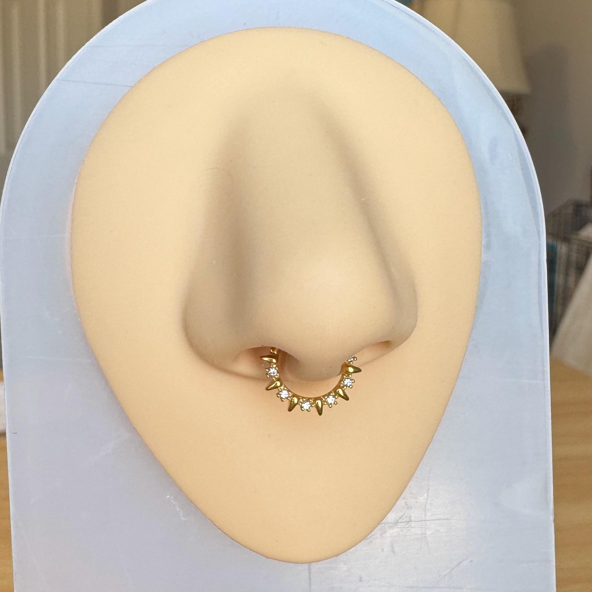 Moonlit Thorn Septum Ring-Septum Ring-Gold-8mm-Elara Body Jewelry
