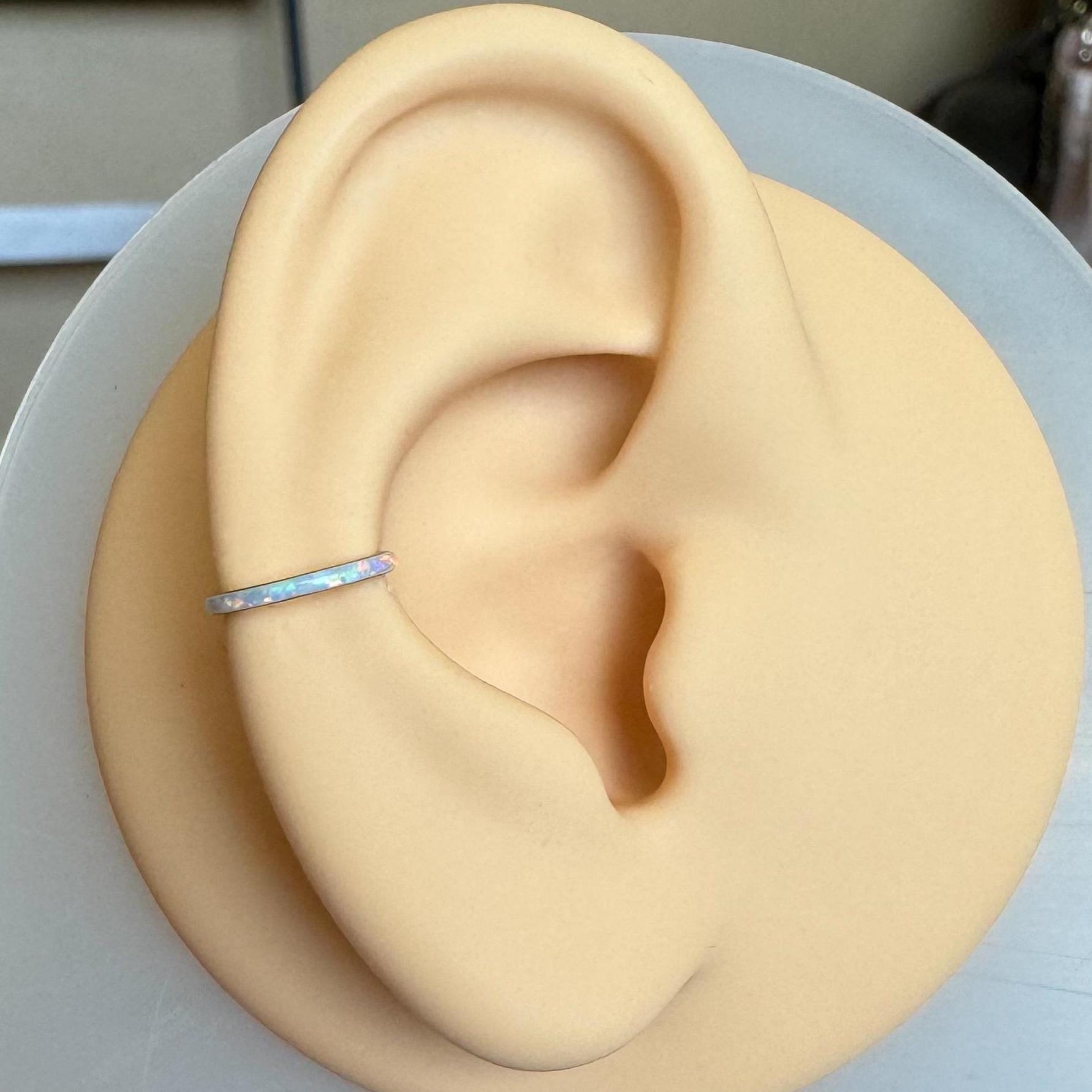 Opaline Halo Conch Earring-Cartilage Earring-Elara Body Jewelry