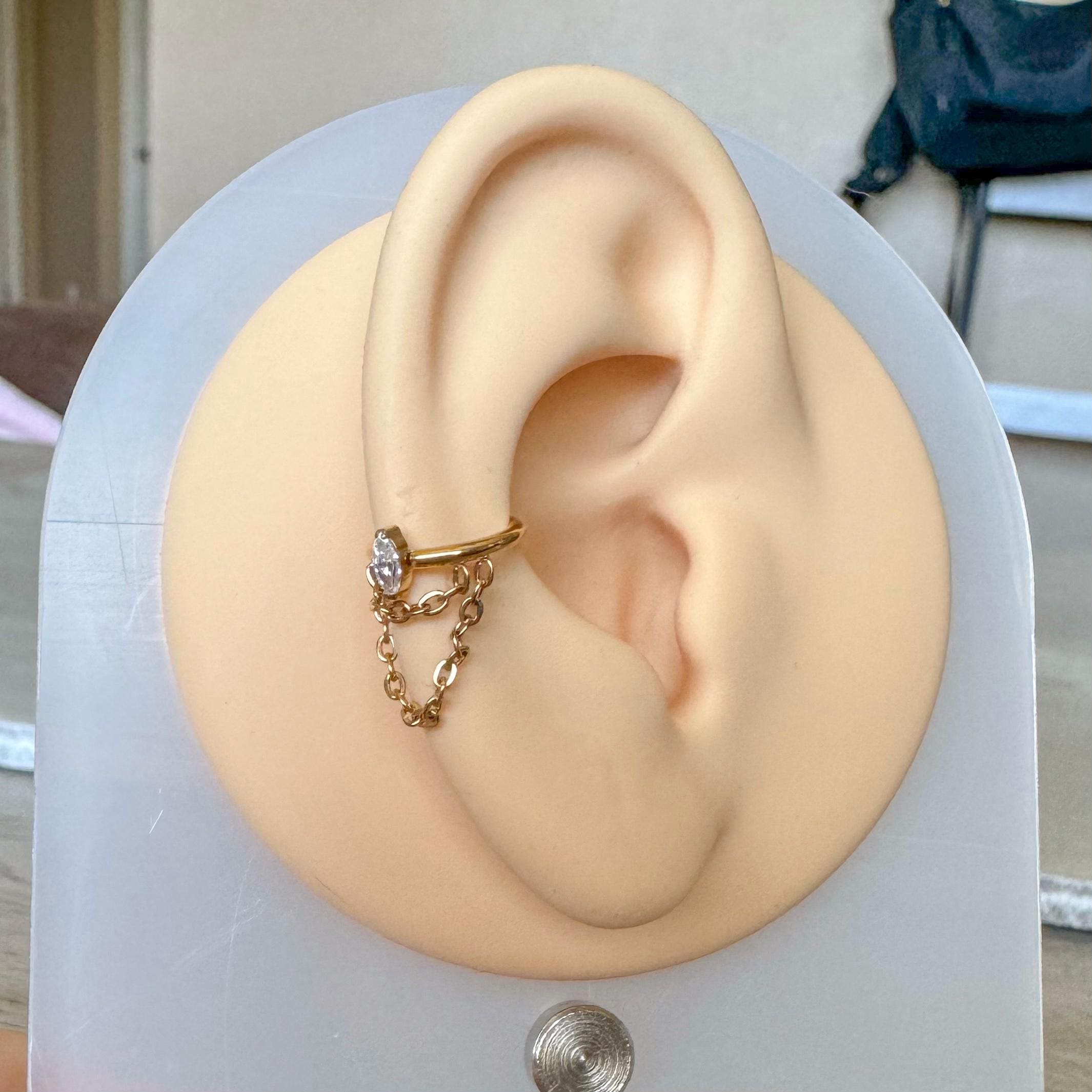 Selene Chain Conch Earring-Cartilage Earring-Elara Body Jewelry