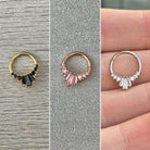 Siena Glow Daith Earring-Daith Earring-8mm Diameter-Gold/Black CZs-Elara Body Jewelry