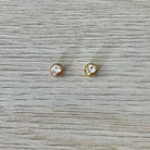 Belly Button Ring w/ CZ Screwball (14G | 5mm | Surgical Steel | Rose Gold or Gold)-Belly Button Rings-Elara Body Jewelry