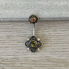 Camelia Noire Belly Button Ring-Belly Button Rings-Elara Body Jewelry