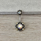 Camelia Noire Belly Button Ring-Belly Button Rings-Elara Body Jewelry