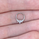 Crystal Dewline Daith Earring-Daith Earring-6mm Diameter-White Gold-Elara Body Jewelry