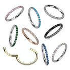 Crystal Halo Conch Earring-Segmented Hoop Clicker-Silver w/ Aurora CZ-14G | 8mm-Elara Body Jewelry