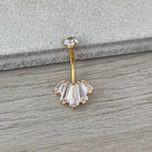 Eclat Royale Belly Button Ring-Belly Button Rings-Gold/Clear CZs-Elara Body Jewelry