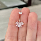 Eclat Royale Belly Button Ring-Belly Button Rings-Rose Gold/Clear CZs-Elara Body Jewelry