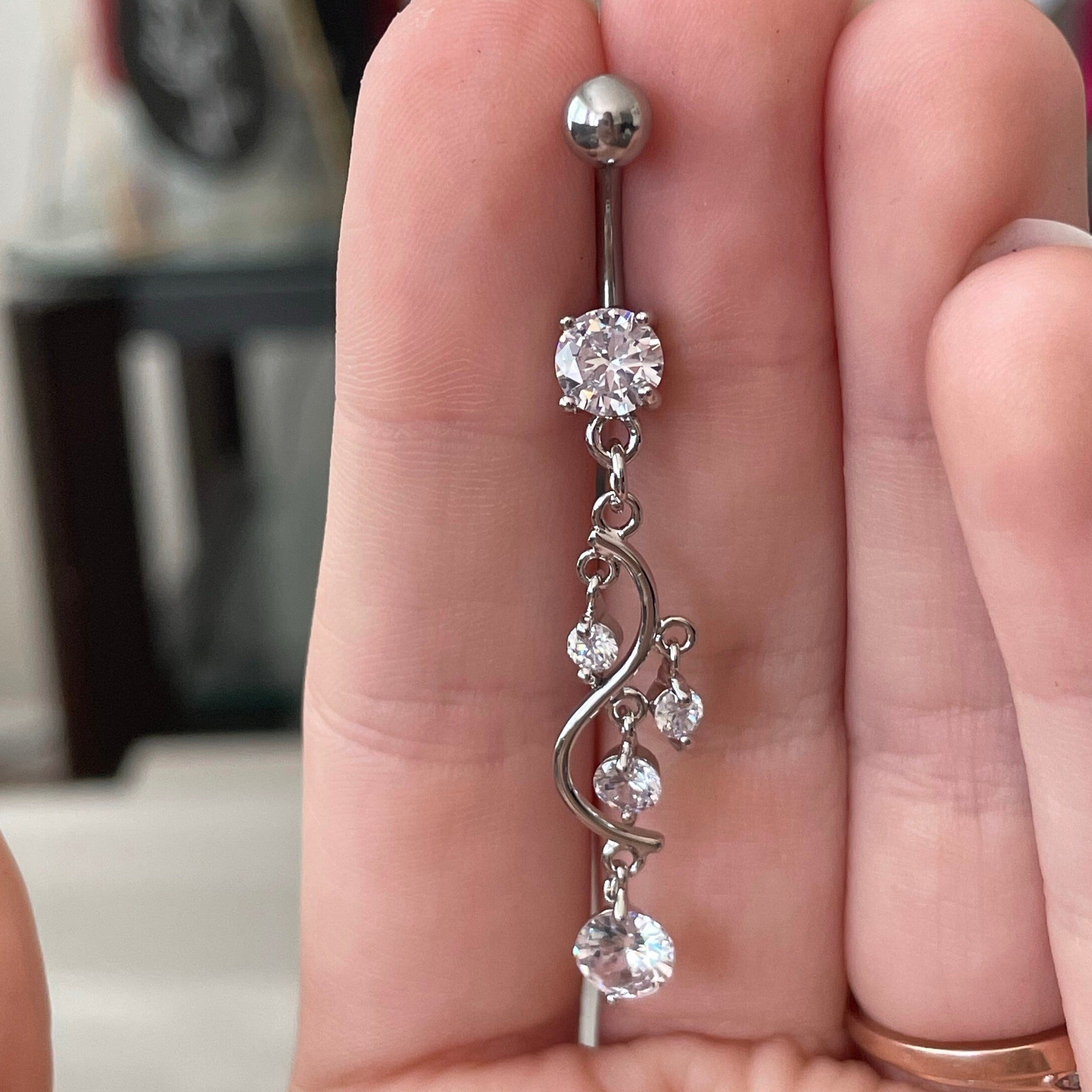 Eternal Cascade Belly Button Ring-Belly Button Rings-Elara Body Jewelry