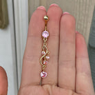 Eternal Cascade Belly Button Ring-Belly Button Rings-Gold/Pink CZs-Elara Body Jewelry