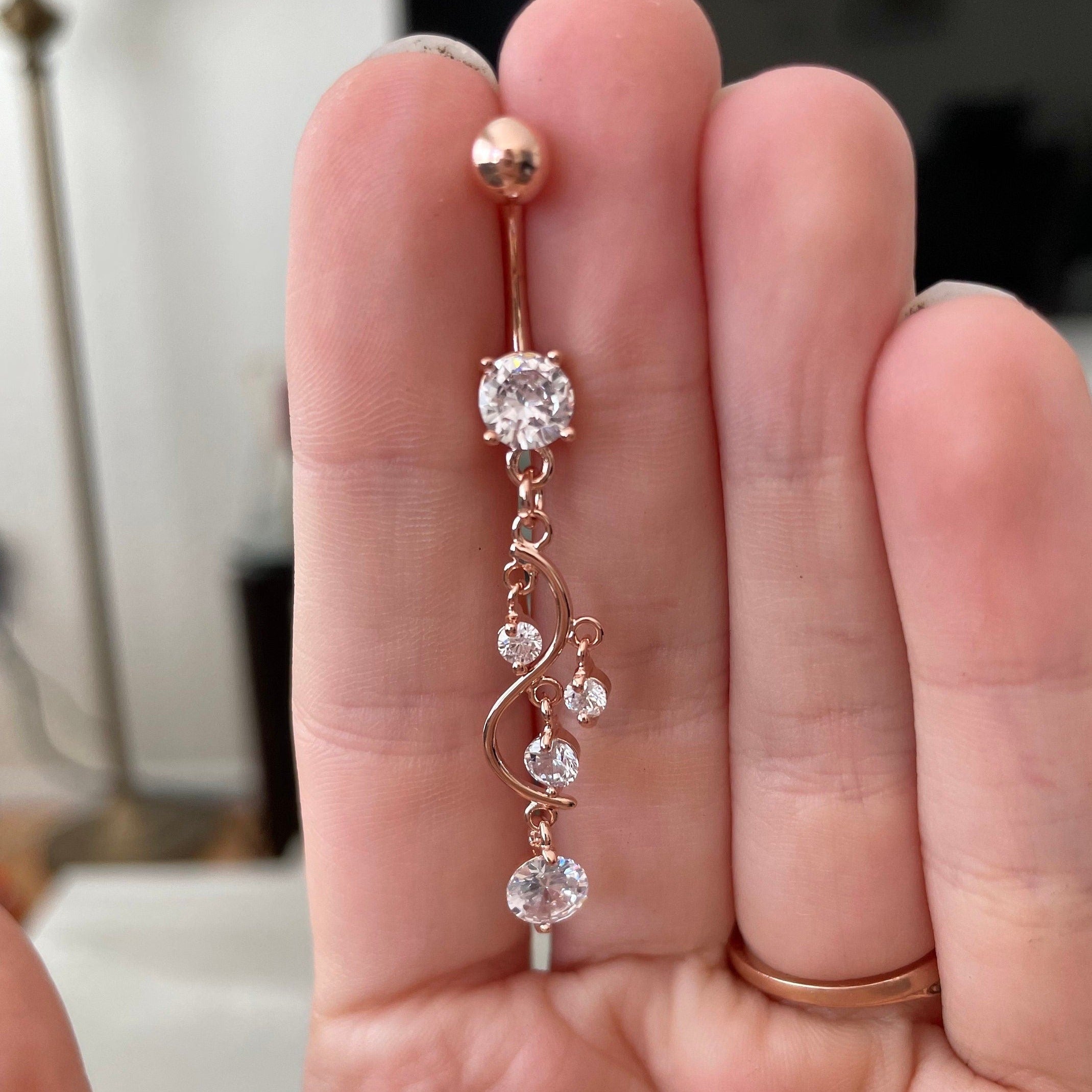 Eternal Cascade Belly Button Ring-Belly Button Rings-Elara Body Jewelry