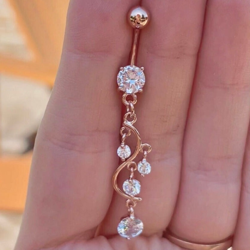 Eternal Cascade Belly Button Ring-Belly Button Rings-Elara Body Jewelry