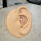 Halo de Celeste Daith Earring-Daith Earring-Silver/Aurora CZs-8mm Inner Diameter-Elara Body Jewelry