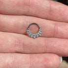 Halo de Celeste Daith Earring-Daith Earring-Silver/Clear CZs-8mm Inner Diameter-Elara Body Jewelry