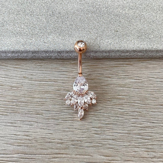 Rose Gold Belly Button Piercing (14G | 10mm | Surgical Steel | Rose Gold, Gold or Silver)