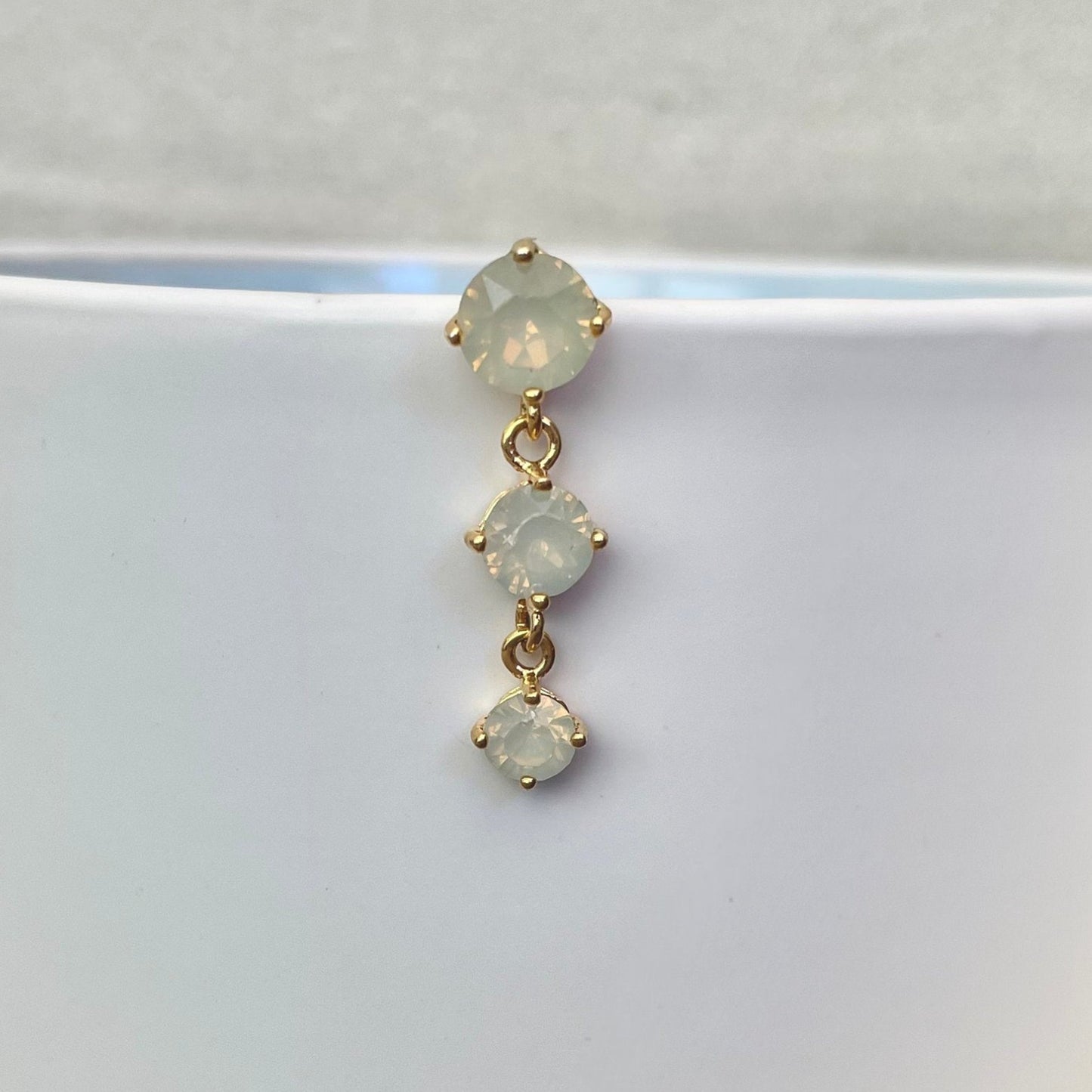 Gold Opal Top Down Belly Button Ring (14G | 10mm | Surgical Steel | Gold, Silver or Rose Gold)