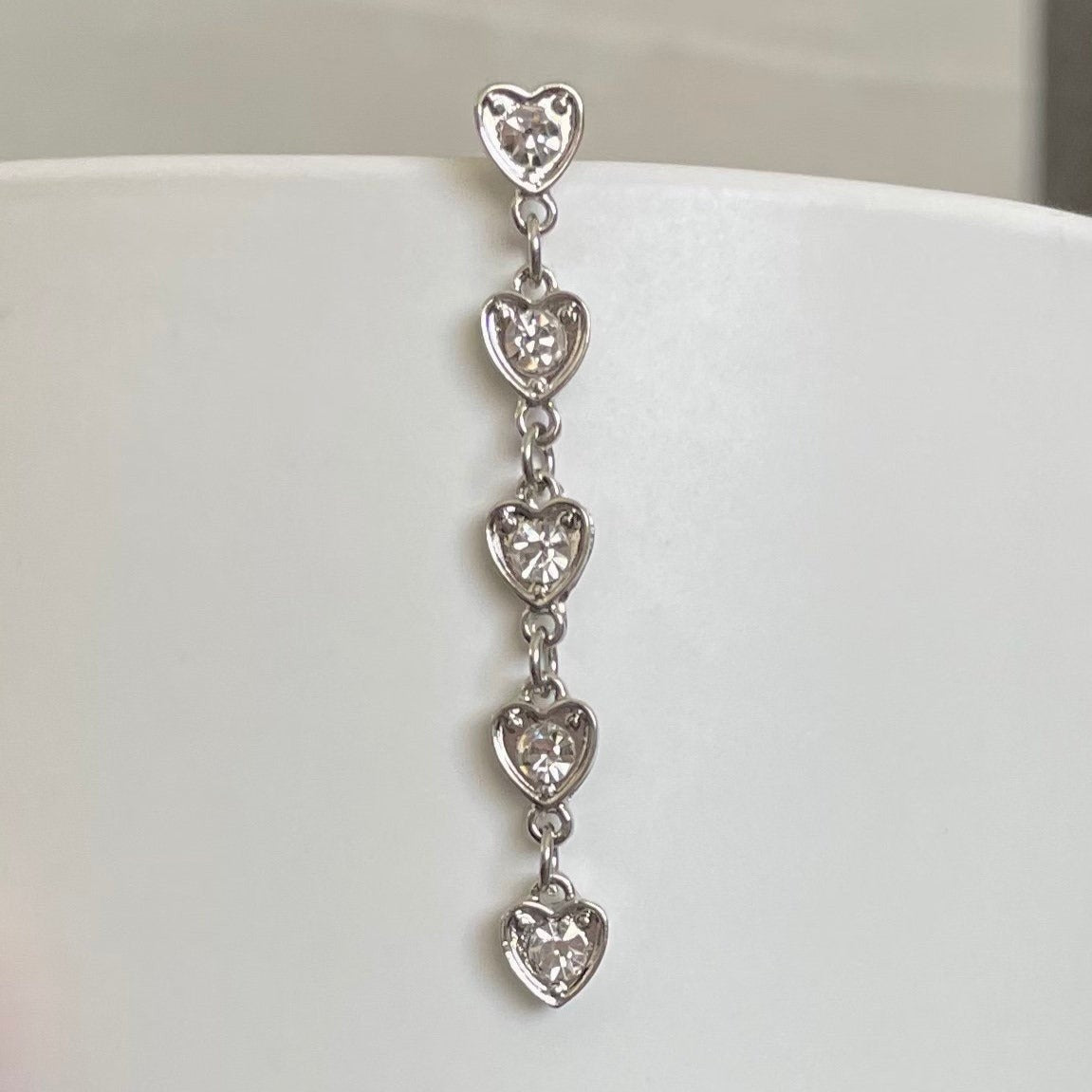 Silver Heart Top Down Belly Button Ring (14G | 10mm | Surgical Steel | Silver or Gold)
