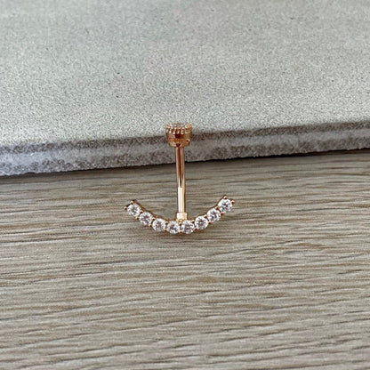 Internally Threaded Rose Gold Belly Button Ring (14G | 10mm | Surgical Steel | Rose Gold, Gold or Silver)