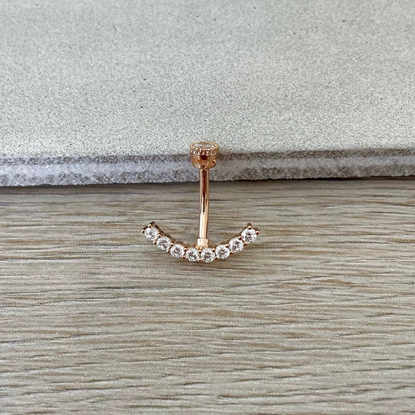Internally Threaded Rose Gold Belly Button Ring (14G | 10mm | Surgical Steel | Rose Gold, Gold or Silver)