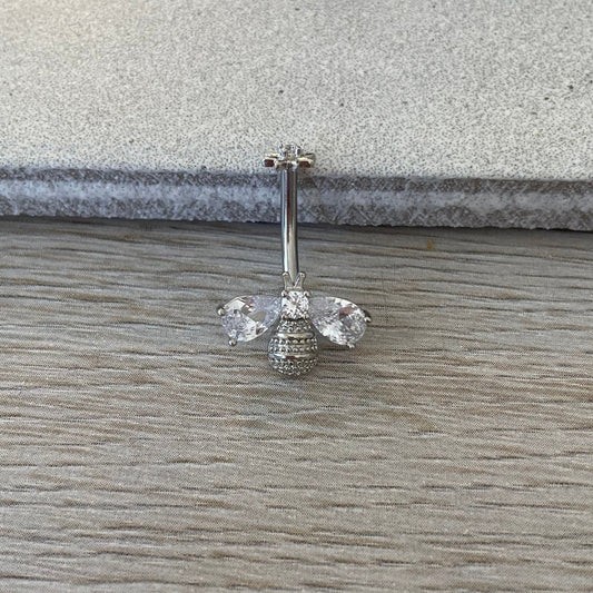 Internally Threaded Bee Belly Button Piercing (14G | 10mm | Surgical Steel | Silver, Rose Gold, Gold)