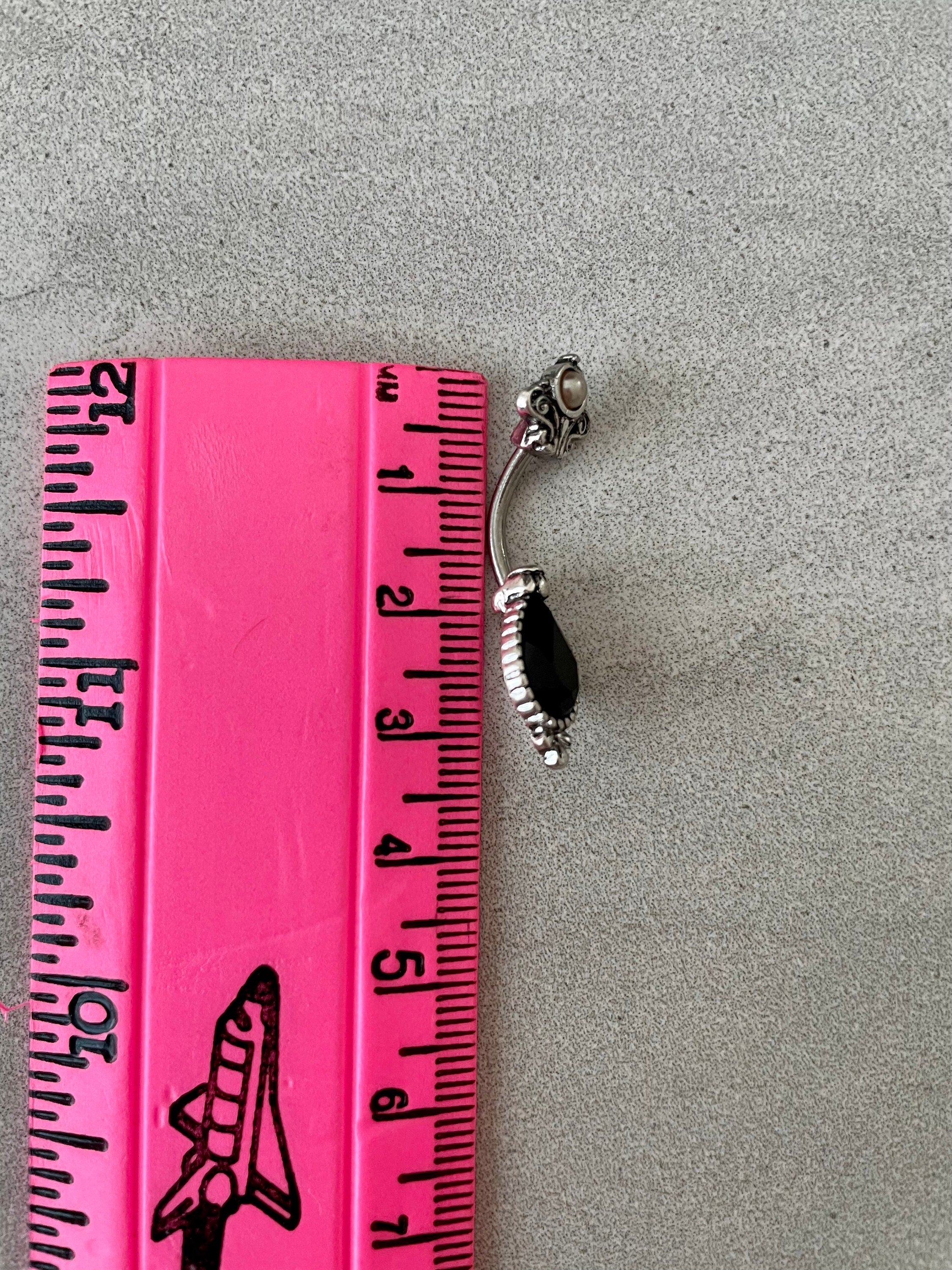 Silver Black Vintage Belly Button Piercing (14G | 10mm | Surgical Steel)
