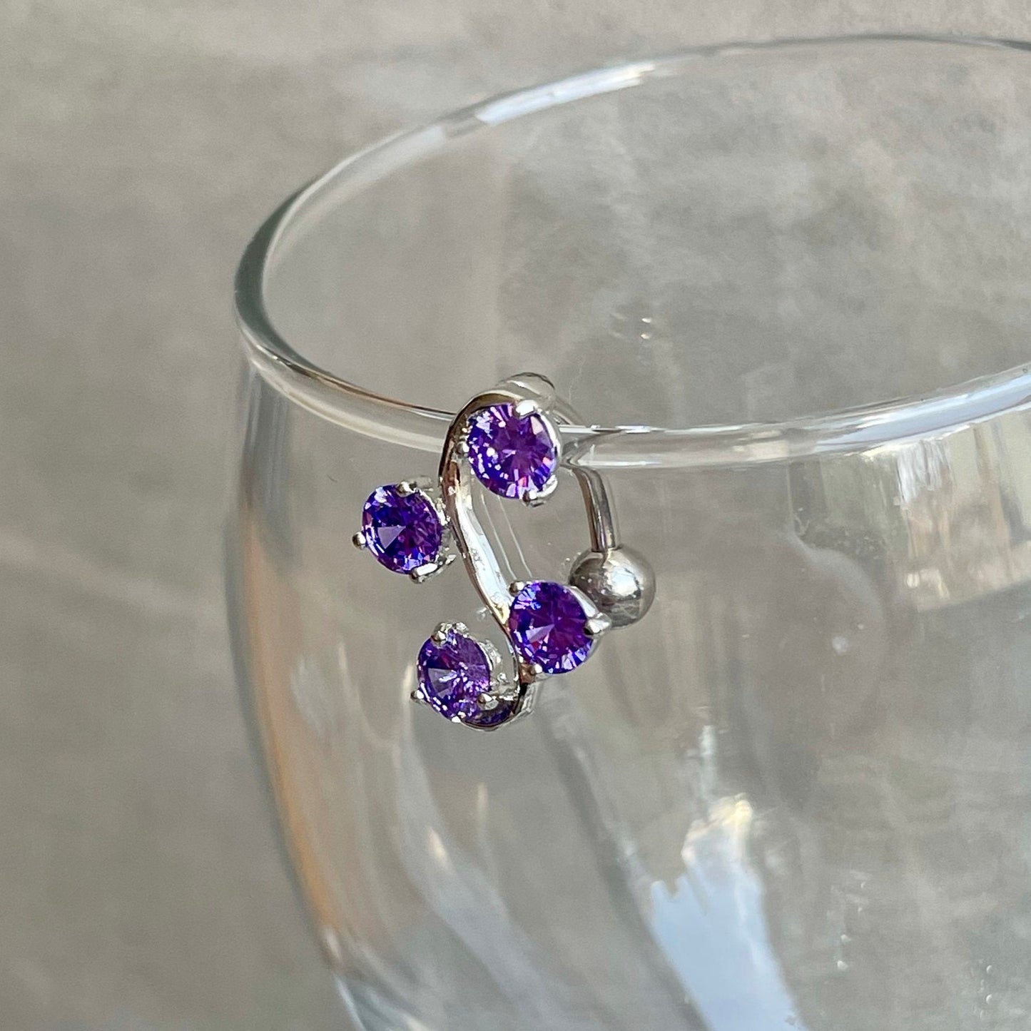 Purple Top Down Belly Button Ring (14G | 10mm | Surgical Steel)