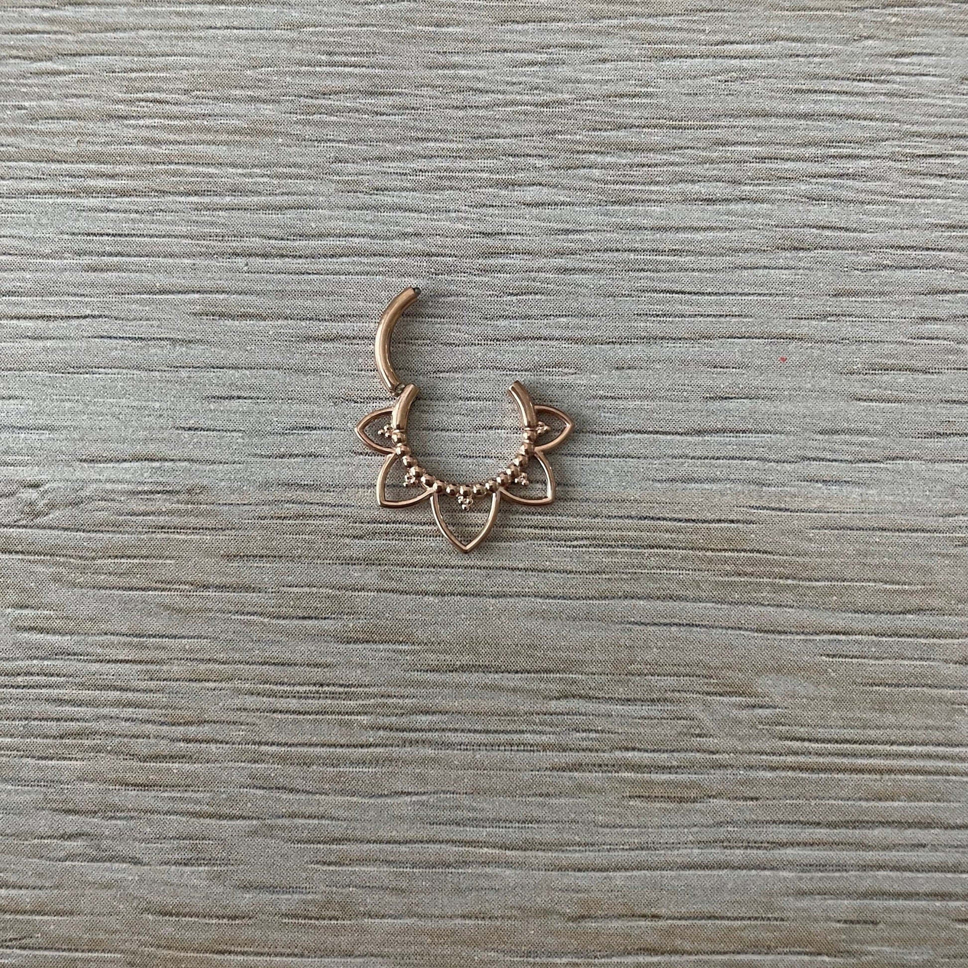 Rose Gold Daith Earring (16G | 8mm | Surgical Steel | Rose Gold, Gold, Black, or Silver)