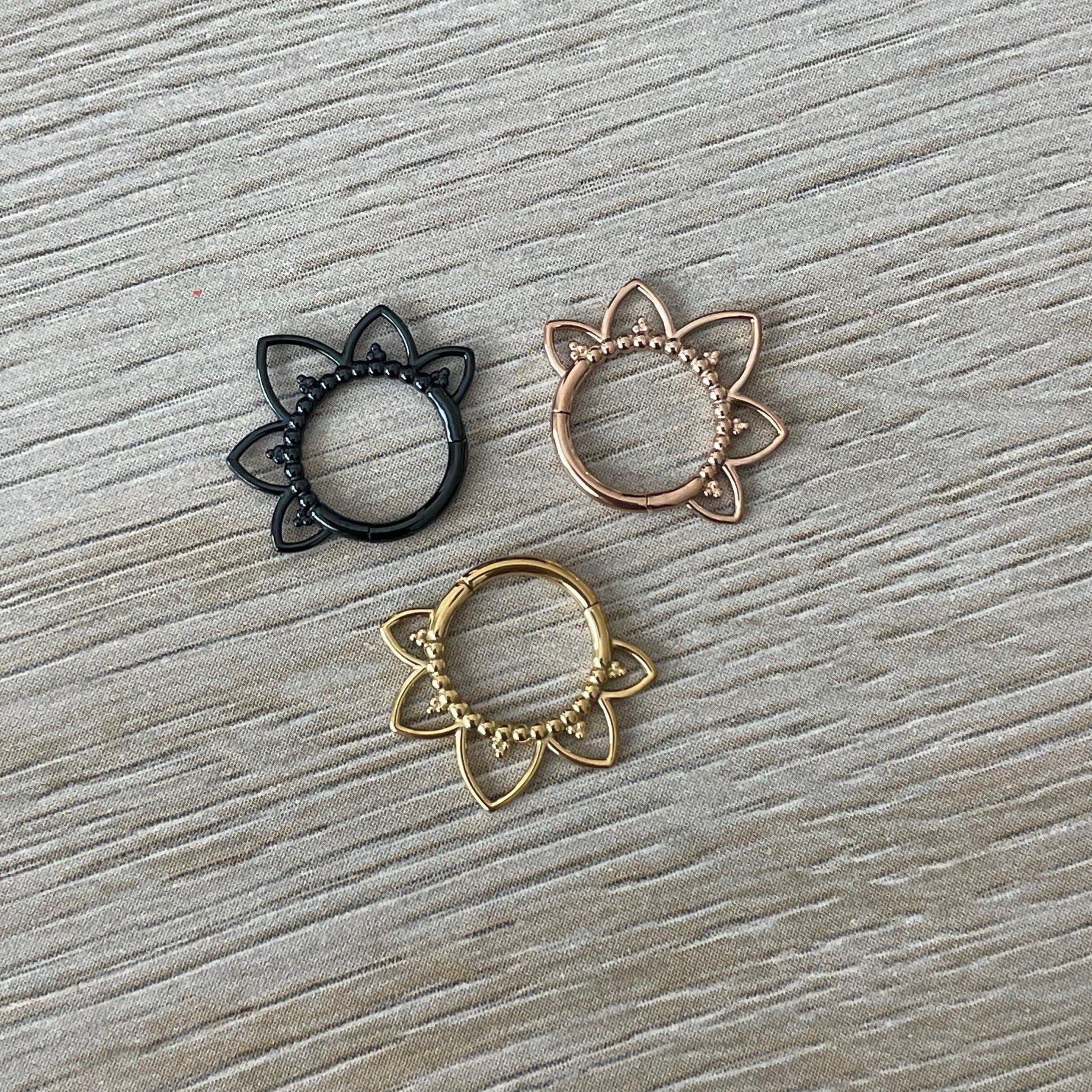 Rose Gold Daith Earring (16G | 8mm | Surgical Steel | Rose Gold, Gold, Black, or Silver)