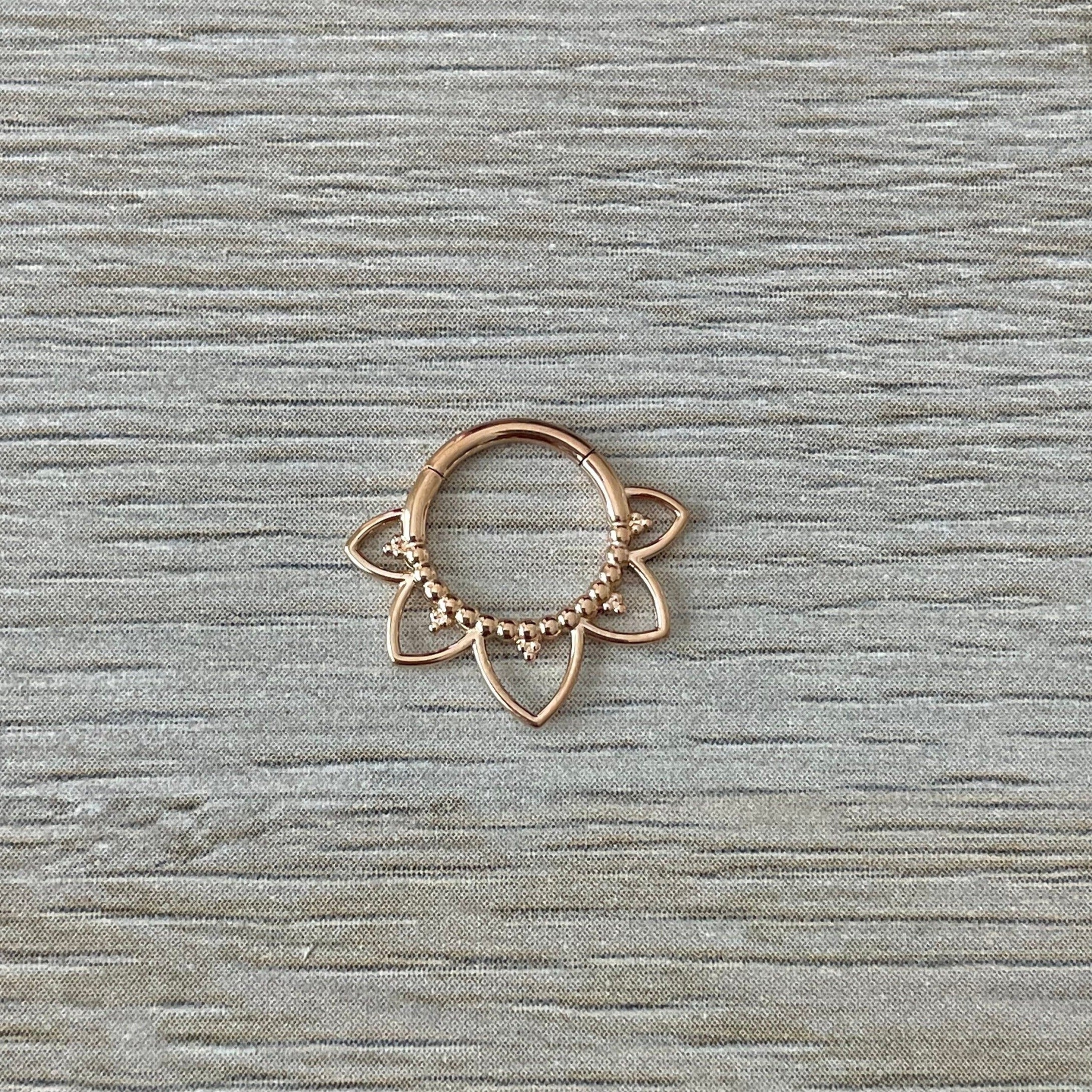 Rose Gold Daith Earring (16G | 8mm | Surgical Steel | Rose Gold, Gold, Black, or Silver)
